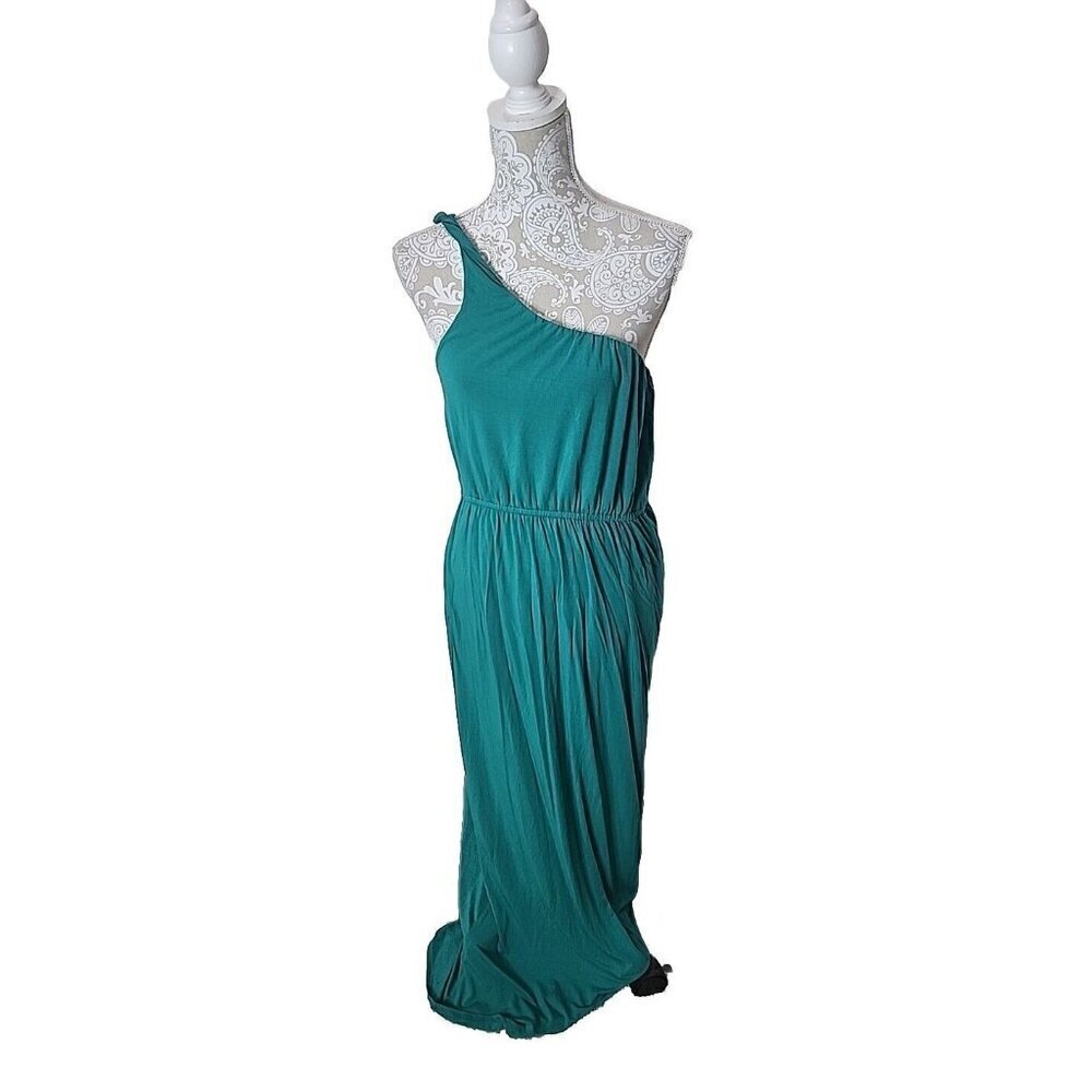 J. Crew Dress Maxi Green Color One Shoulder Pockets Women's Medium